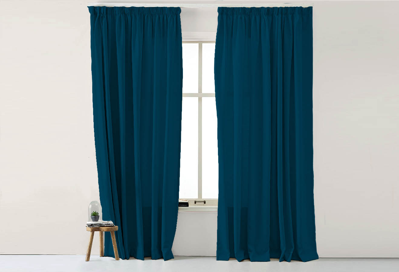 Teal Plain Living Room Curtains